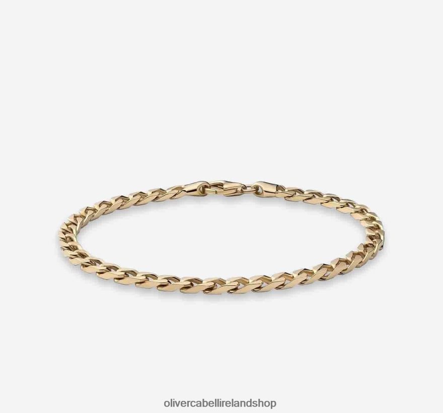 4mm Cuban Chain Bracelet Men Gold 46NBLP226 Oliver Cabell Accessories