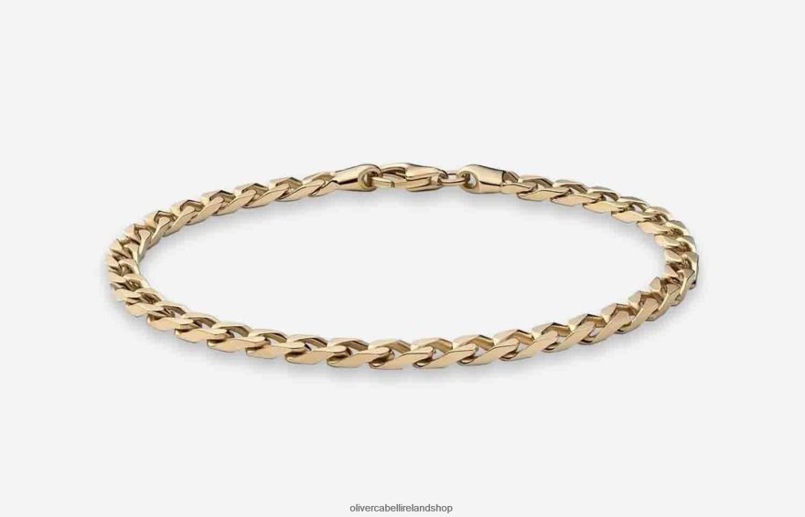 4mm Cuban Chain Bracelet Men Gold 46NBLP226 Oliver Cabell Accessories