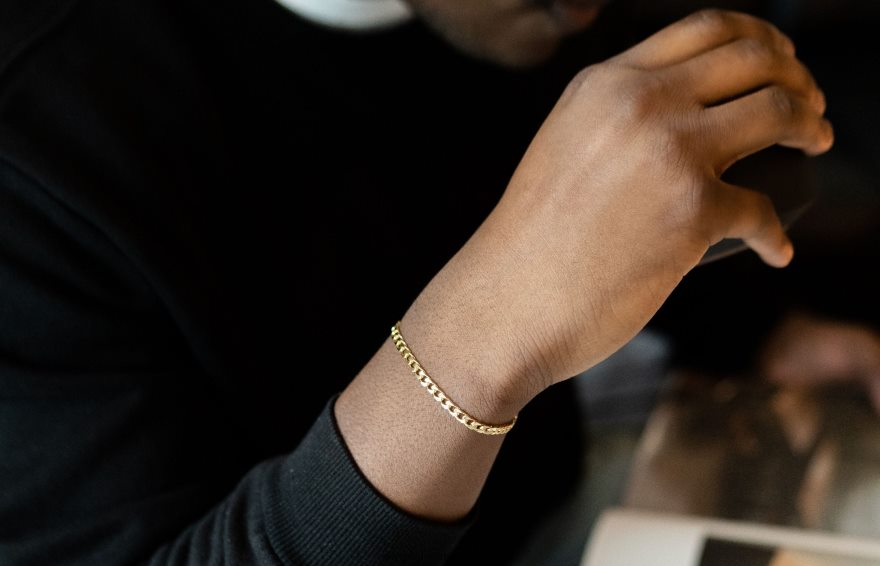 4mm Cuban Chain Bracelet Men Gold 46NBLP226 Oliver Cabell Accessories