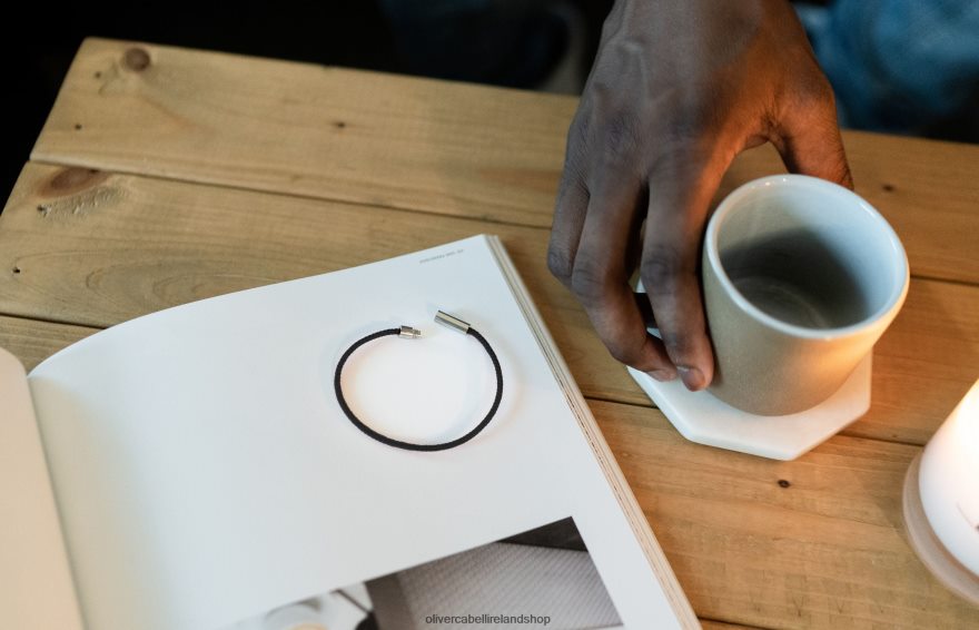 Fern Cord Bracelet Men Black 46NBLP204 Oliver Cabell Accessories