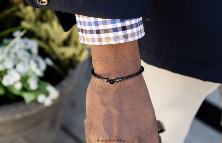 Gordon Leather Bracelet Men Black 46NBLP218 Oliver Cabell Accessories