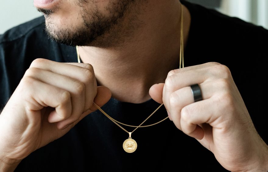 Medusa Pendant Necklace Men Gold 46NBLP208 Oliver Cabell Accessories