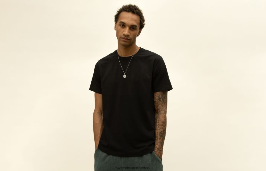 Curved Hem Tee Men Black 46NBLP246 Oliver Cabell Clothes