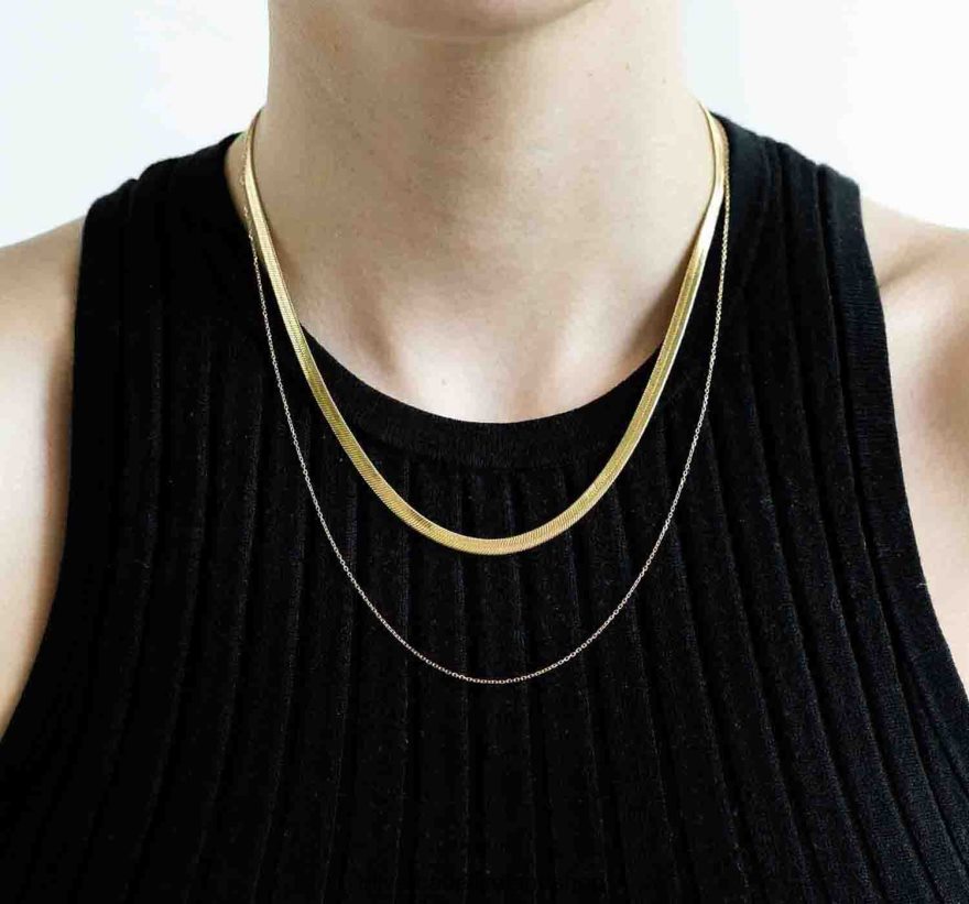 Herringbone + Chain Set Women Gold 46NBLP429 Oliver Cabell Accessories