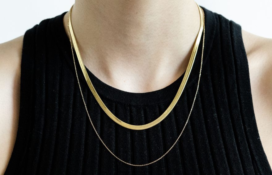 Herringbone + Chain Set Women Gold 46NBLP429 Oliver Cabell Accessories